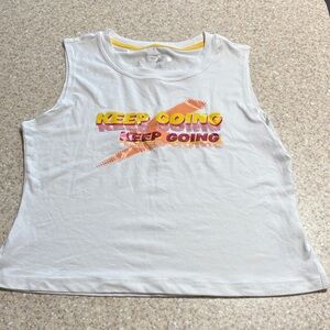 MTA sport white tank top keep going